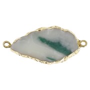 Entrepieza 2 anillas imitación Aguamarina 45x20 mm Teal/dorado