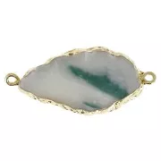 Entrepieza 2 anillas imitación Aguamarina 45x20 mm Teal/dorado