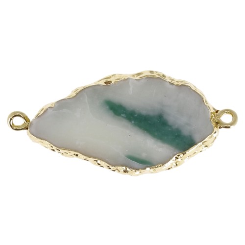 Entrepieza 2 anillas imitación Aguamarina 45x20 mm Teal/dorado