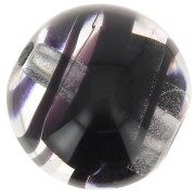 Cuenta redonda Murano 10 mm a rayas Negro  x1|raw }}