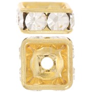Perla rondel Strass cuadrado  6 mm dorado/Crystal  x1|raw }}