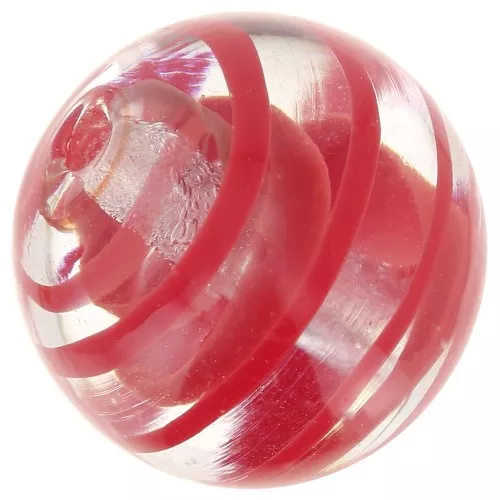 Cuenta redonda Murano 12 mm a rayas Rojo x1