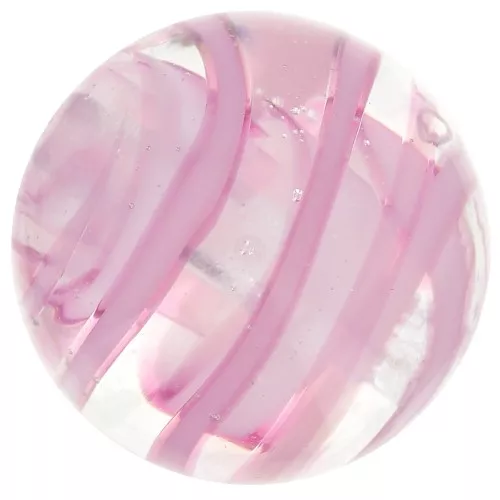 Cuenta redonda Murano 12 mm a rayas Rosa x1
