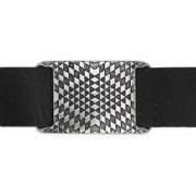 Entrepieza pasador motivo étnico para cordón 20mm plateado antiguo