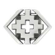 Entrepieza pasador motivo cruz geométrica 13x18mm para cordón plano 10mm plateado antiguo|raw }}