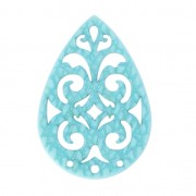 Entrepieza gota 3 agujeros lagartija para pendientes 40 mm Azul Claro. x1