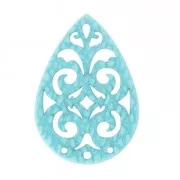 Entrepieza gota 3 agujeros lagartija para pendientes 40 mm Azul Claro. x1