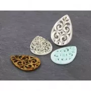 Entrepieza gota 3 agujeros nacarada para pendientes 40 mm Gris x1