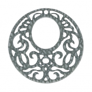 Entrepieza redondo 1 agujero lagartija para pendientes 45 mm Gris x1