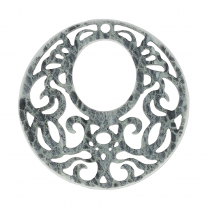 Entrepieza redondo 1 agujero lagartija para pendientes 45 mm Gris claro x1