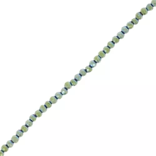 Mini-Hematites facetadas 2 mm Light Green Metallic x38 cm