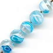 Redondas Millefiori 8 mm Crystal flores Aquamarina x10|raw }}