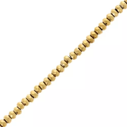 Mini-Hematites redondas aplanadas facetadas 3.3 mm Antique Gold x40cm