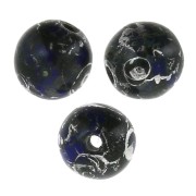 Cuentas redondas 4 mm Opaque Sapphire Picasso x50