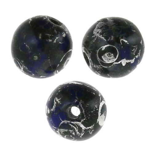 Cuentas redondas 4 mm Opaque Sapphire Picasso x50