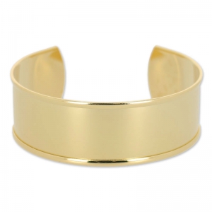 Base pulsera de latón con reborde curvado 23x145 mm dorado con oro fino x1