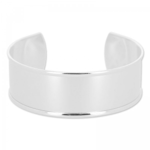 Base pulsera latón con reborde curvado 23x145 mm plateado x1