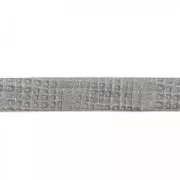 Cordón de cuero doble de lentejuelas barniz motivo cuadrícula 5 mm Gris x50cm