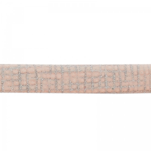 Cordón de cuero doble de lentejuelas barniz motivo cuadrícula 5 mm Light Rose x 50cm