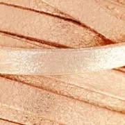 Cordón de cuero doble imitación ante myalizado agriyado 10 mm Pink Gold x 50cm