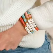 Cuentas arandalas Heishi de cerámica 8,5 mm Menta claro mate x20