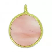 Dije redondo facetado imitación gema 15 mm dorado/Strawberry x1