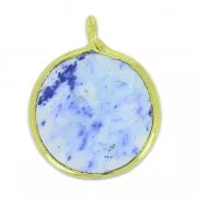 Dije redondo facetado imitación gema 15 mm dorado/Blue x1