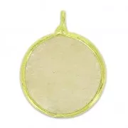 Dije redondo facetado imitación gema 15 mm dorado/Beige x1