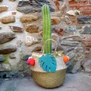 Pompón redondo sintético 3 cm Azul x1