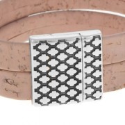 Cierre magnético motivo rhombus 24 mm para cordón plano 20 mm Chapado Plateado envejecido