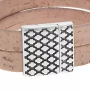 Cierre magnético motivo rhombus 24 mm para cordón plano 20 mm Chapado Plateado envejecido