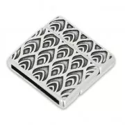 Cierre magnético motivo peacock 24 mm para cordón plano 20 mm Chapado Plateado envejecido