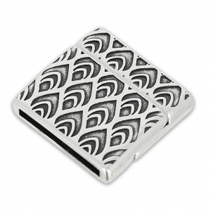 Cierre magnético motivo peacock 24 mm para cordón plano 20 mm Chapado Plateado envejecido