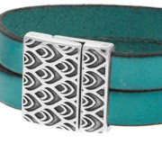 Cierre magnético motivo peacock 24 mm para cordón plano 20 mm Chapado Plateado envejecido