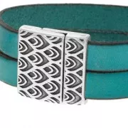 Cierre magnético motivo peacock 24 mm para cordón plano 20 mm Chapado Plateado envejecido