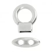 Cierre de aro con barrita para cordón 5 mm Chapado Plateado envejecido x1