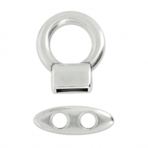 Cierre de aro con barrita para cordón 5 mm Chapado Plateado envejecido x1