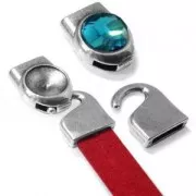 Cierre gancho para cordón plano 5mm y rivoli 1122 12mm Chapado Plateado envejecido