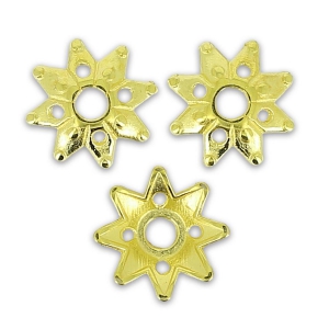 Casquillas de flores 9 mm Dorado con oro fino x8