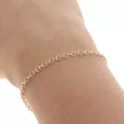 Cadena eslabón redondo fino 3 mm dorado con oro fino x 1m