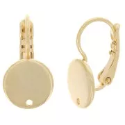 Pendientes ganchos disco con agujero 10 mm dorado con oro fino x2