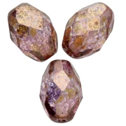 Cuentas con forma de oliva facetadas de 11 x 8 mm - Crystal Lila Gold Luster x20