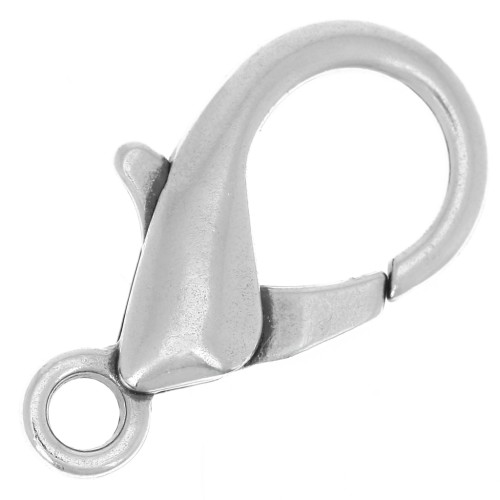 Cierre mosquetón 23 mm Chapado plateado fino envejecido x1