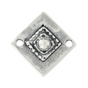 Entrepieza rombo 2 agujeros 21 mm plateado antiguo x1