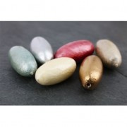 Cuenta oliva de papel maché efecto metalizado 18x39 mm Sand x1