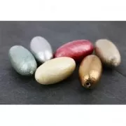 Cuenta oliva de papel maché efecto metalizado 18x39 mm Sand x1