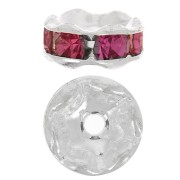 Perla rondel Strass 6 mm plateado/Fuchsia x4|raw }}
