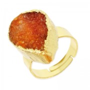 Anillo Druzy Agata ajustable en forma de pera 20 mm dorado/Naranja x1|raw }}