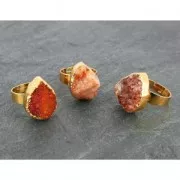 Anillo Druzy Agata ajustable en forma de pera 20 mm dorado/Naranja x1