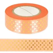 Cinta adhesiva - Paper Poetry Tape 15 mm  Triángulo Dorado/Coral x10m